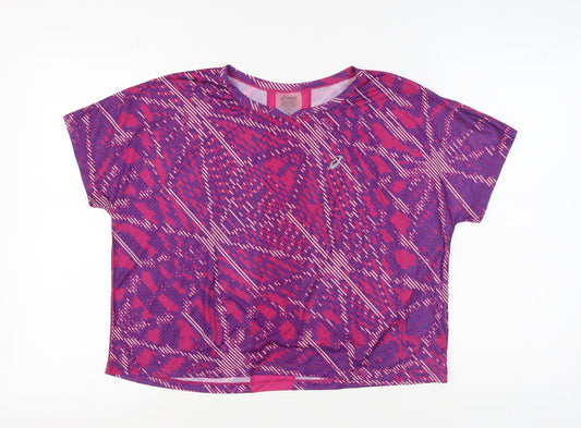 Additional front view of Asics Women's Pink Purple Reflective T-Shirt, size L