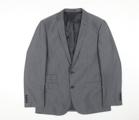 Fellini Men's Grey Single-Breasted Blazer, 42R