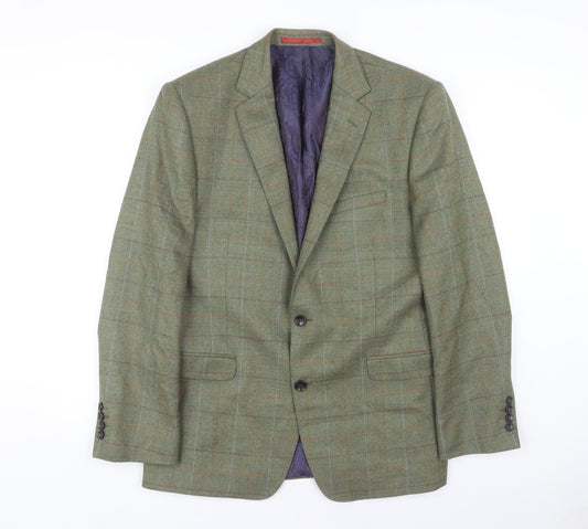 Moss 1851 Men's Green Check Wool Blazer - Size 42R