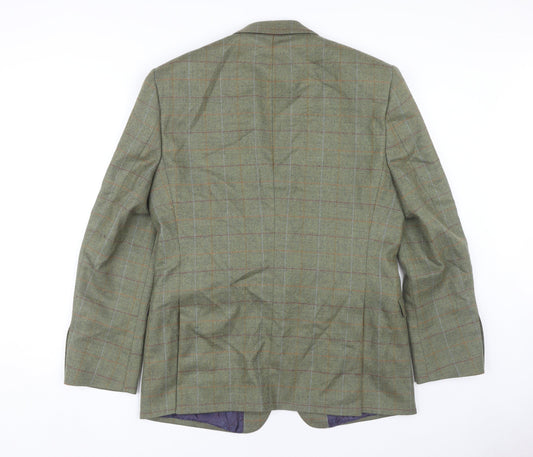 Moss 1851 Men's Green Check Wool Blazer - Size 42R