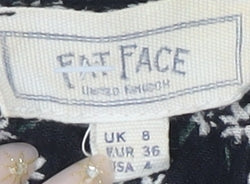 Fat Face Women's Black Floral V-Neck Blouse Size 8