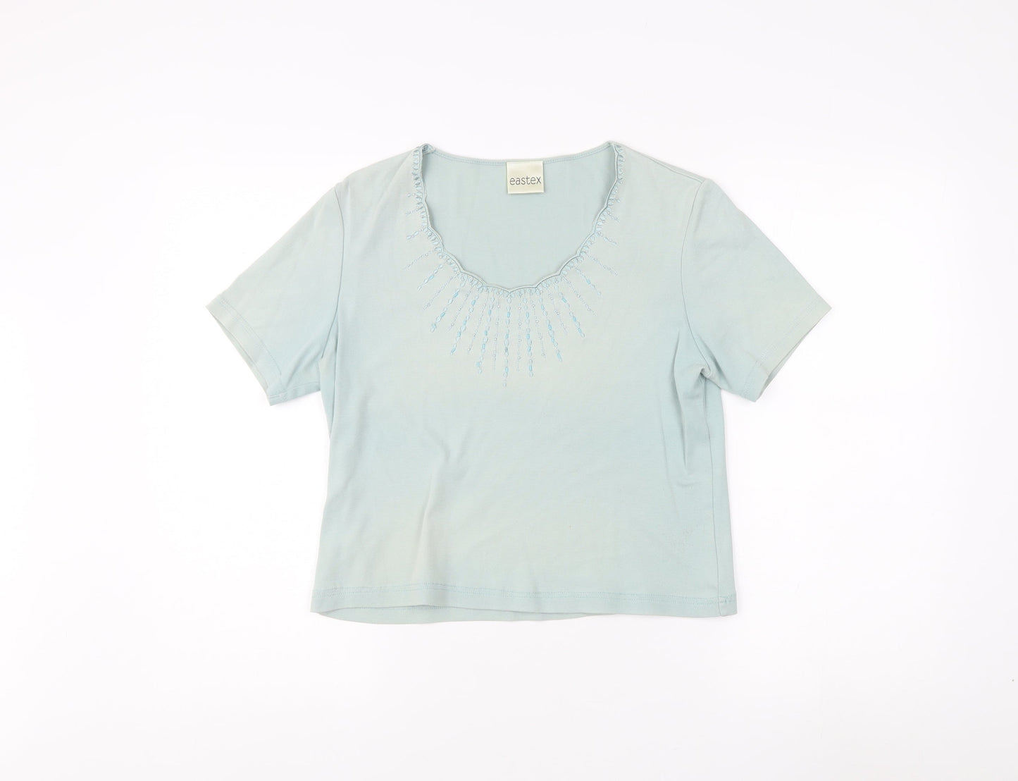 Eastex Women's Blue Embroidered T-Shirt - Size 10