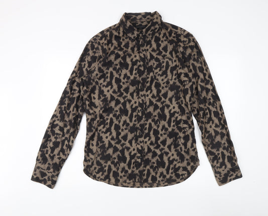 AllSaints Women's Black Animal Print Button-Up Shirt