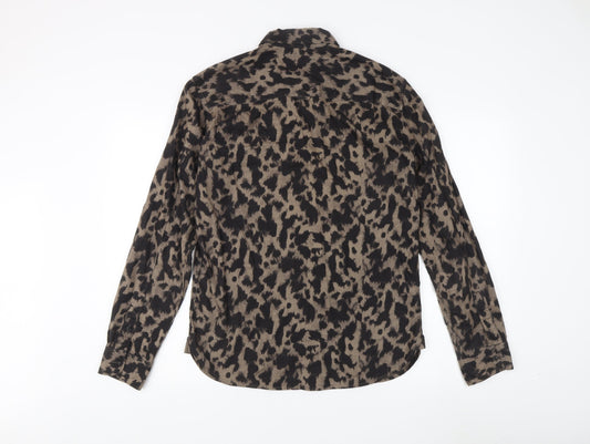AllSaints Women's Black Animal Print Button-Up Shirt