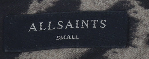 AllSaints Women's Black Animal Print Button-Up Shirt