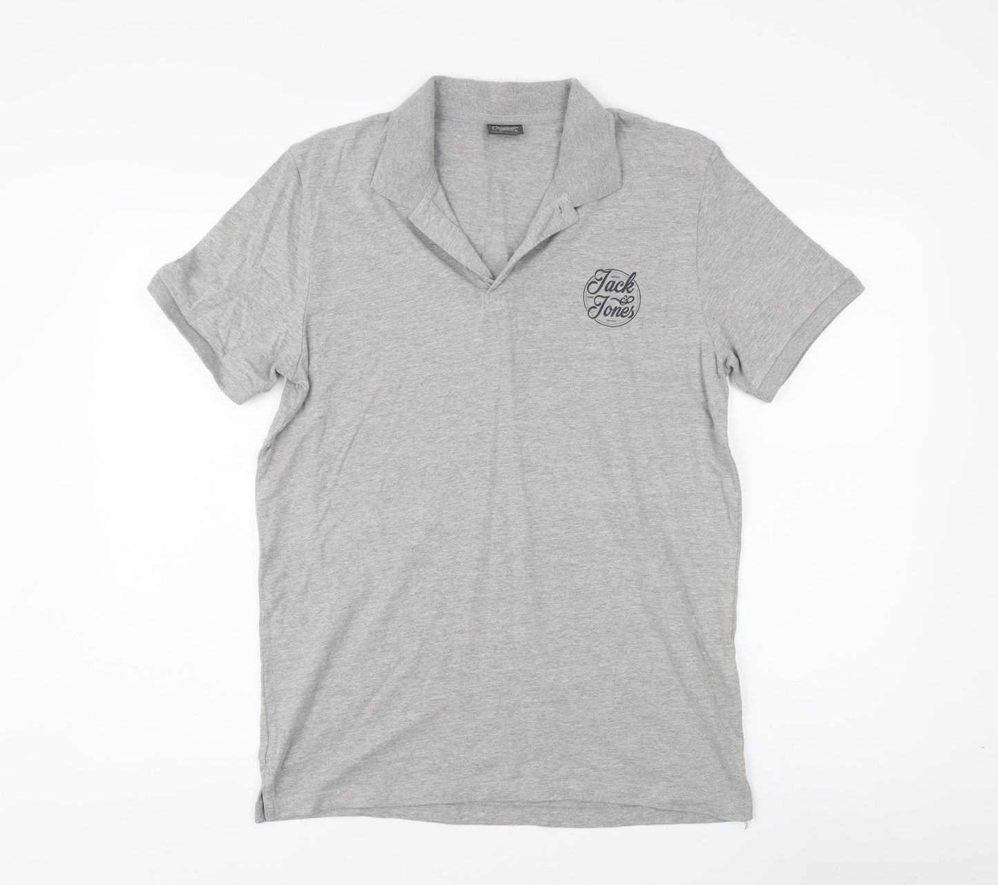 Jack & Jones Men's Grey Polo Shirt L Short Sleeve