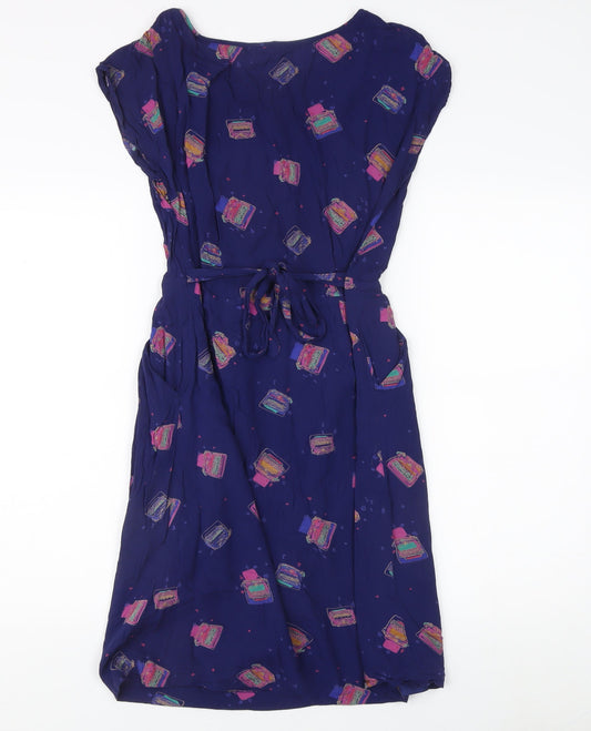 White Stuff Women’s Blue Geometric Dress, Size 8