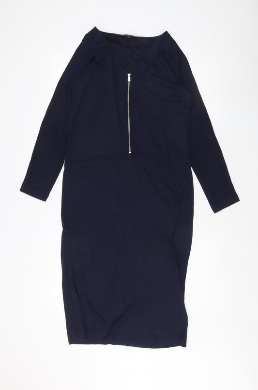 Jaeger Women's Blue V-Neck Sheath Dress Size S