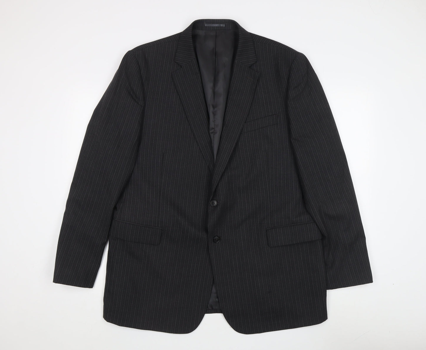 Jaeger Men's Black Striped Wool Blazer 46R
