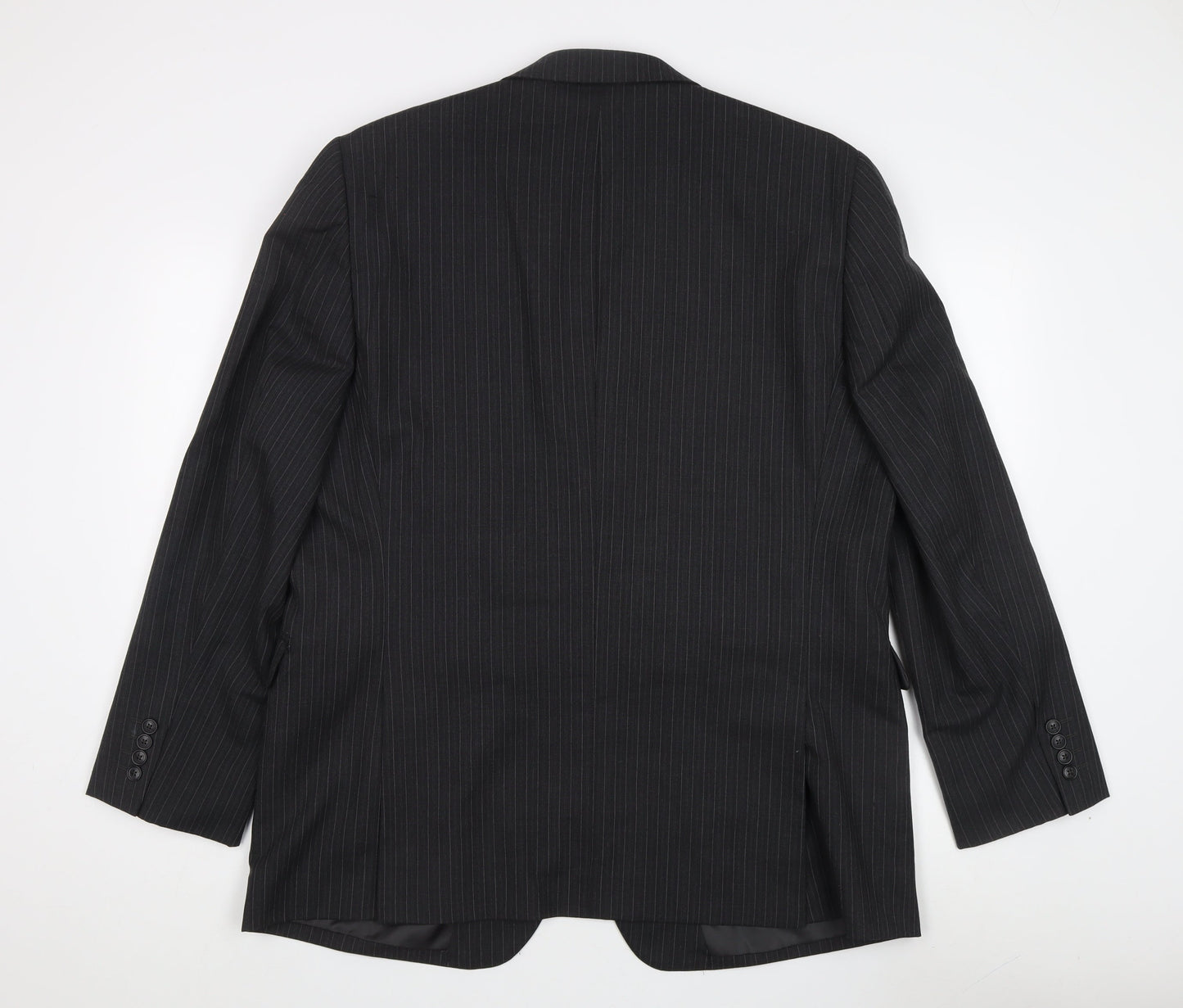 Jaeger Men's Black Striped Wool Blazer 46R