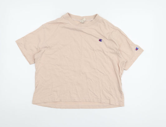 Champion Beige Unisex Medium Basic T-Shirt Casual