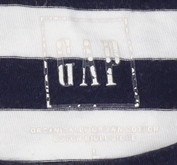GAP Women's Blue Striped T-Shirt Size 16 - Casual Basic
