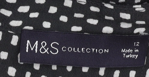 Marks and Spencer Black Geometric Women's Dress Size 12