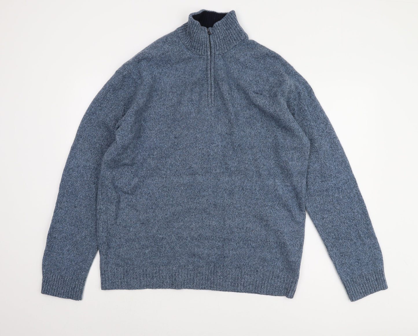 Austin Reed Men's Blue High Neck Zip Jumper XL
