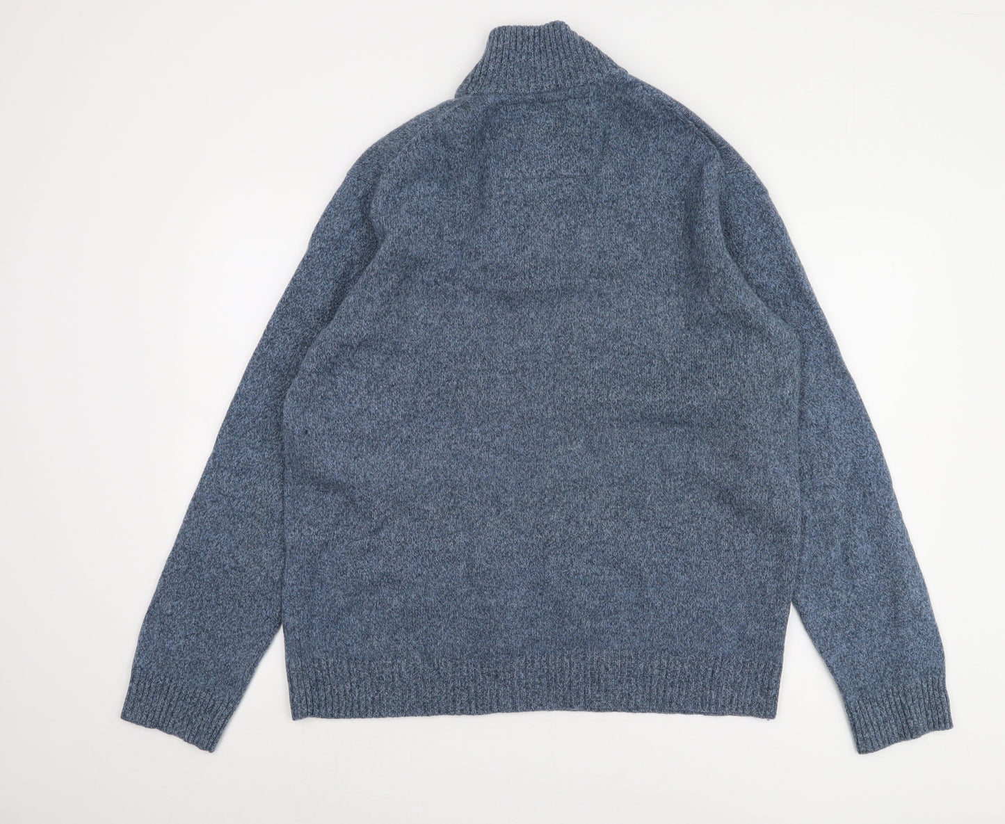 Austin Reed Men's Blue High Neck Zip Jumper XL