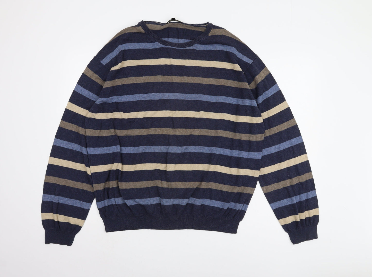 Jaeger Men's Multicoloured Striped Pullover, XL