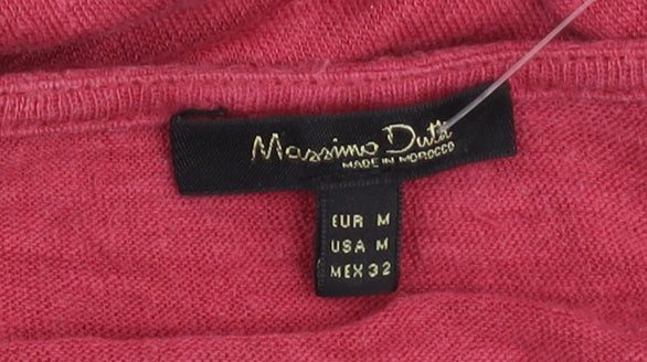 Massimo Dutti Women's Red V-Neck T-Shirt Size 12