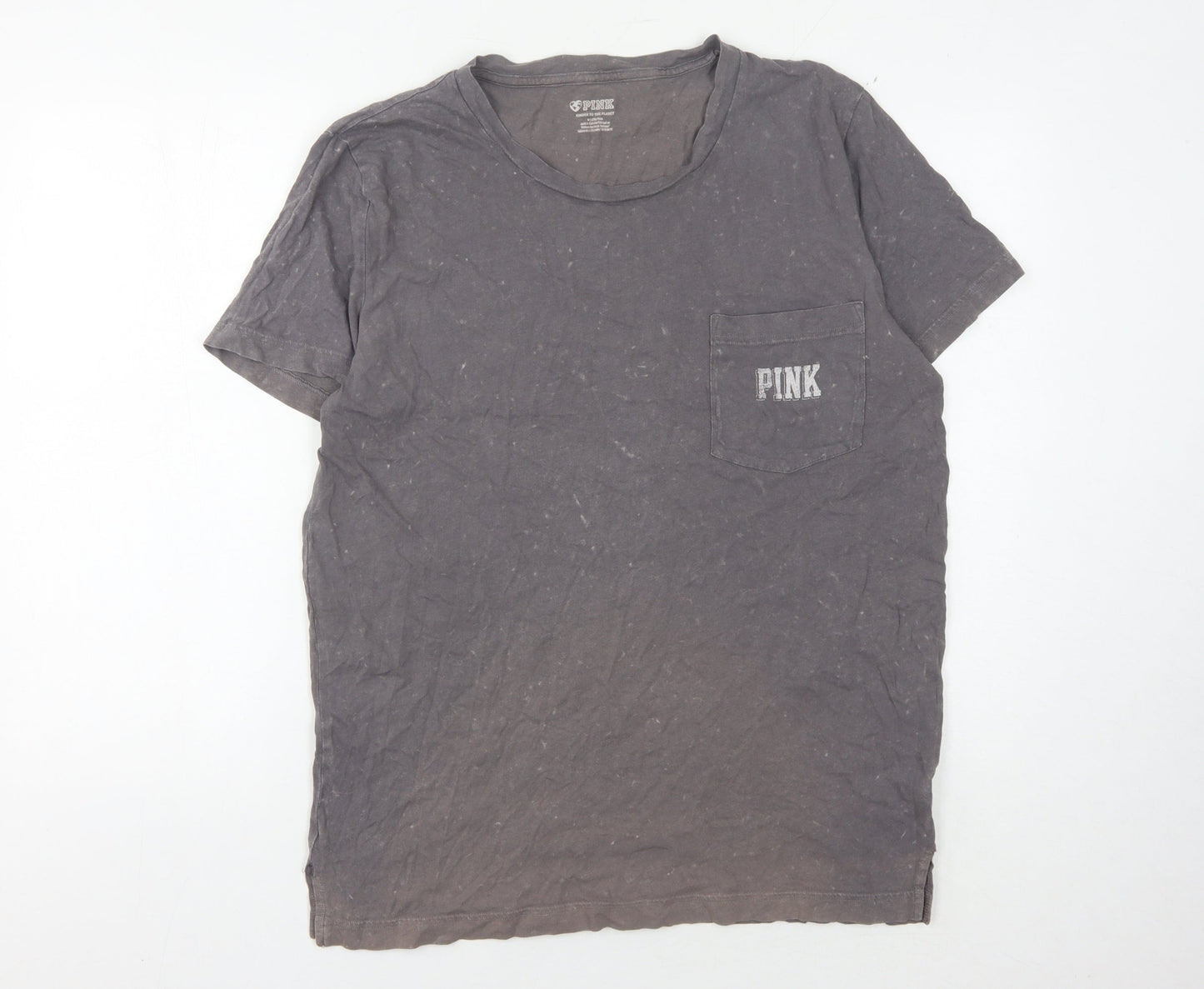 PINK Women's Grey Cotton T-Shirt M - Casual Comfort