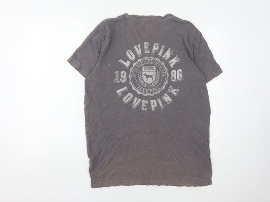 Womens UK Size M PINK Grey 100% Cotton T-Shirt