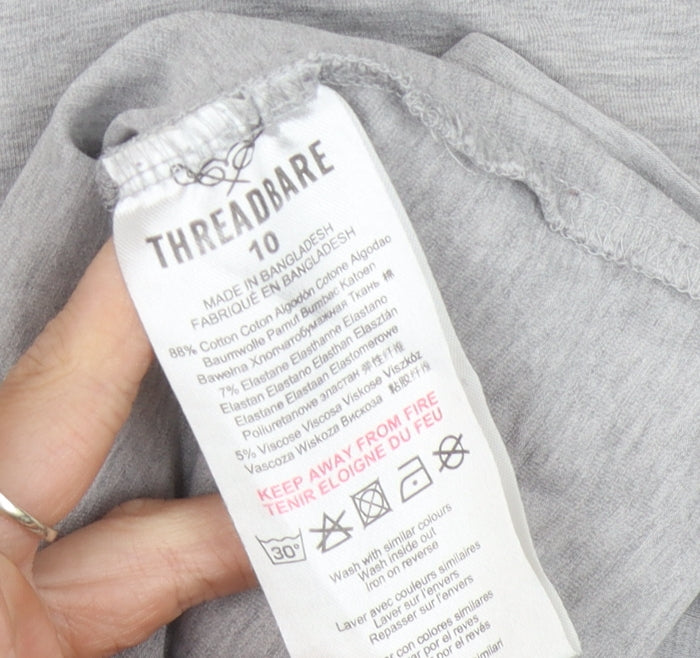 Threadbare Women's Grey T-Shirt, Size 10, Crew Neck
