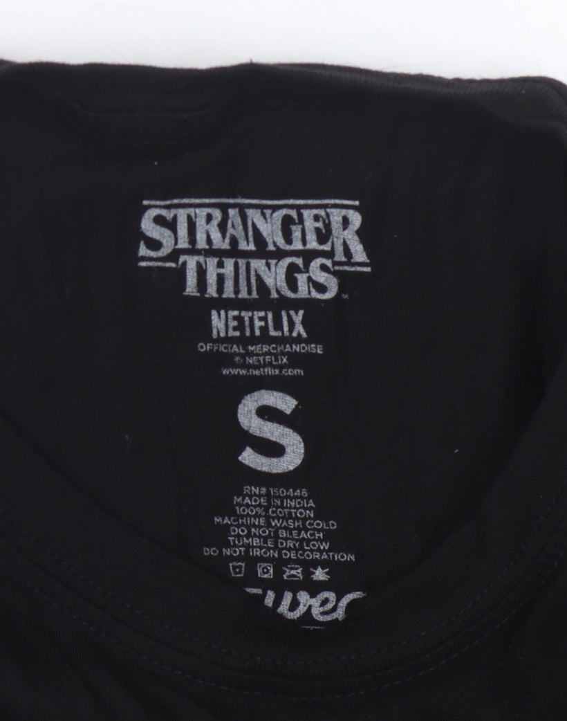 Stranger Things Unisex Black Graphic T-Shirt S