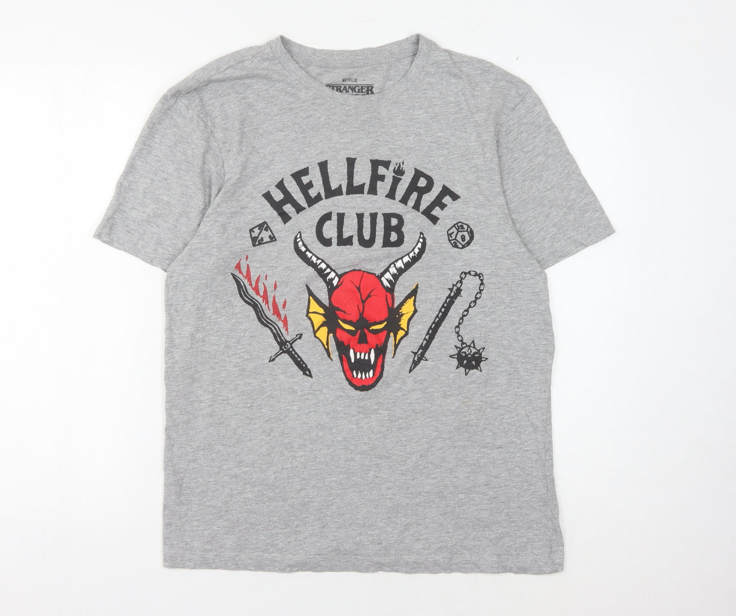 Stranger Things Unisex Grey Hellfire T-Shirt L