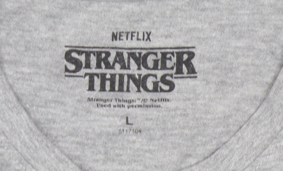 Stranger Things Unisex Grey Hellfire T-Shirt L