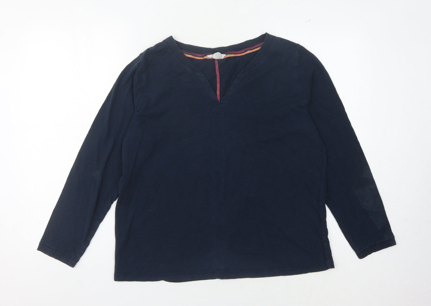 White Stuff Women's Blue V-Neck Cotton Top UK 16