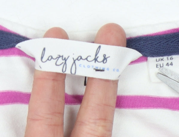 Lazy Jacks Women's Multicoloured Striped T-Shirt Size 16