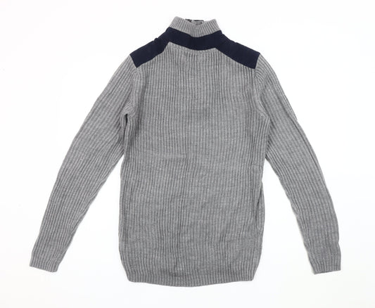 Jack & Jones Grey Men's Henley Jumper S