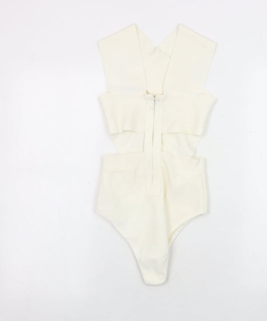 MYBandageDRESS Women's Ivory Bodysuit, Size S, Party/Cocktail