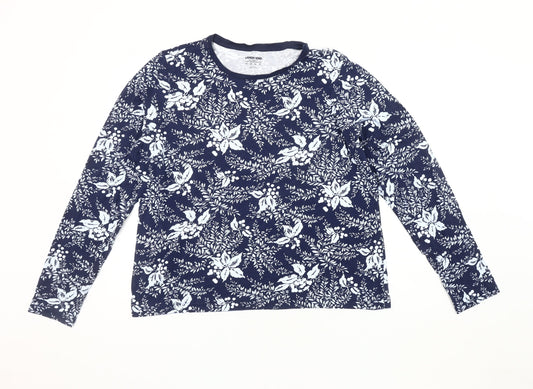 Lands' End Women's Blue Floral Jersey T-Shirt - XL