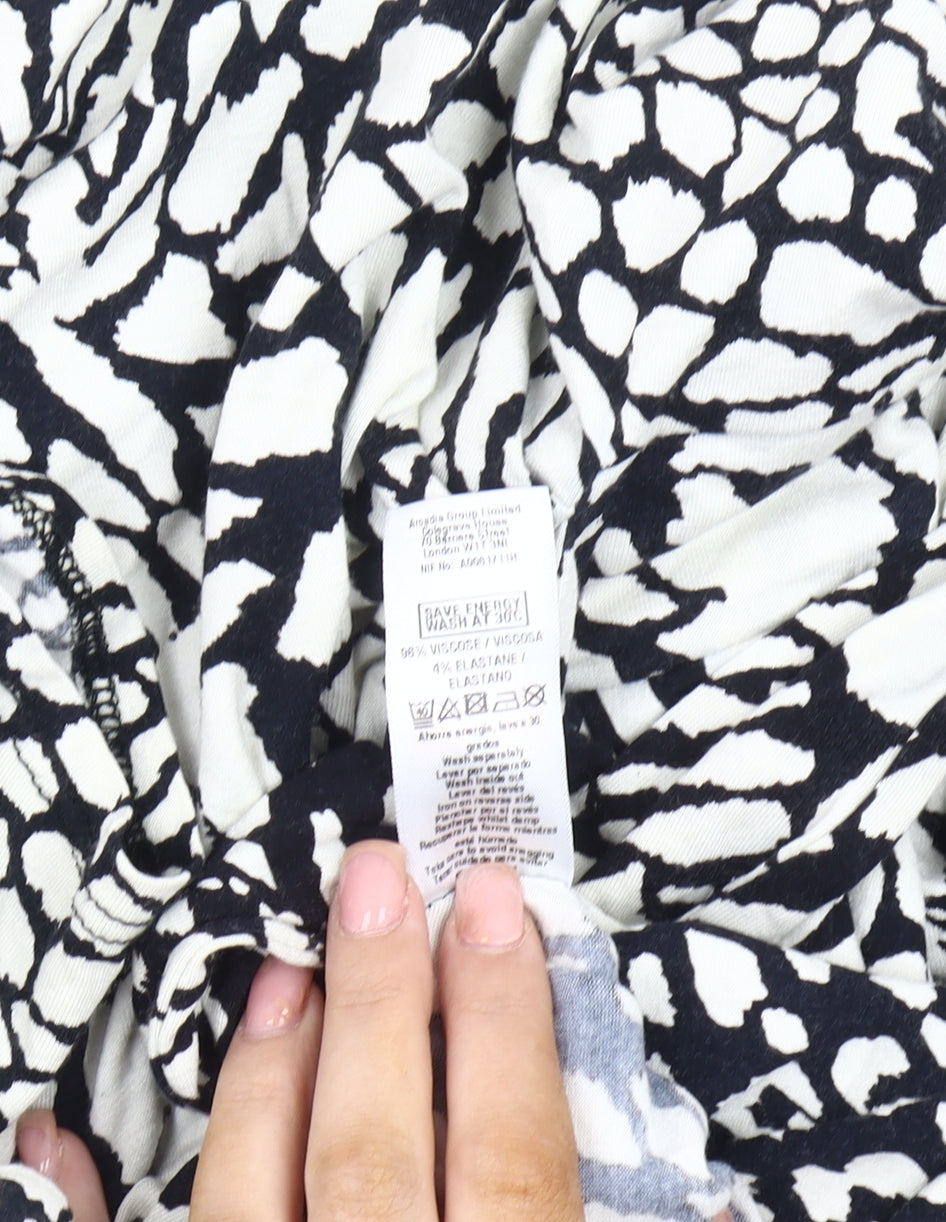 Wallis Women's Black Animal Print Bodycon Dress, Size 10