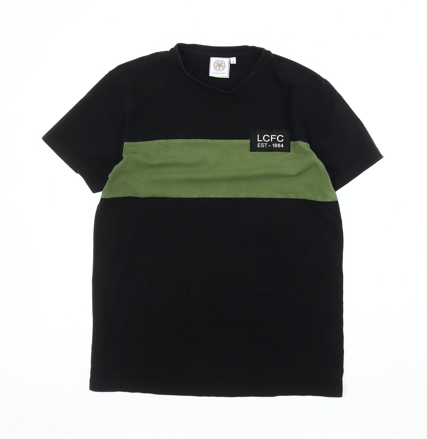 Leicester City FC Men's M Black/Green Colourblock T-Shirt