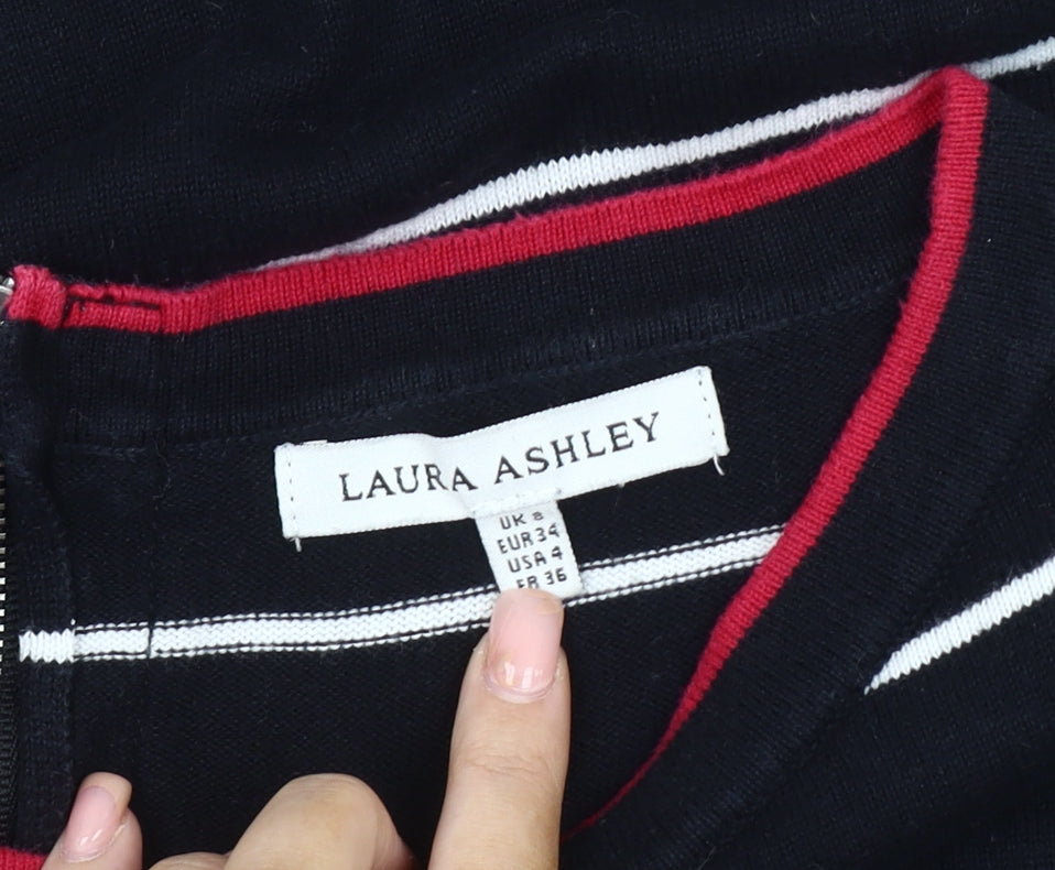 Laura Ashley Women's Black Striped Shift Dress UK 8