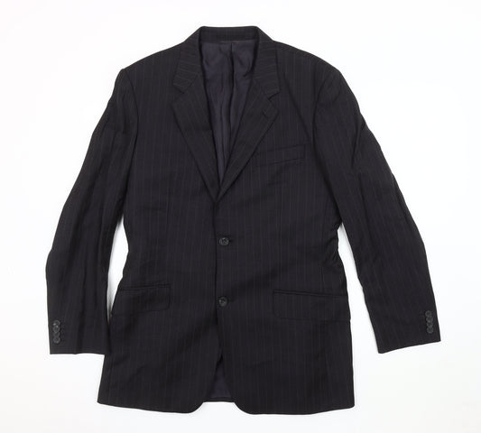 T.M. Lewin Men's Black Striped Wool Blazer 41R
