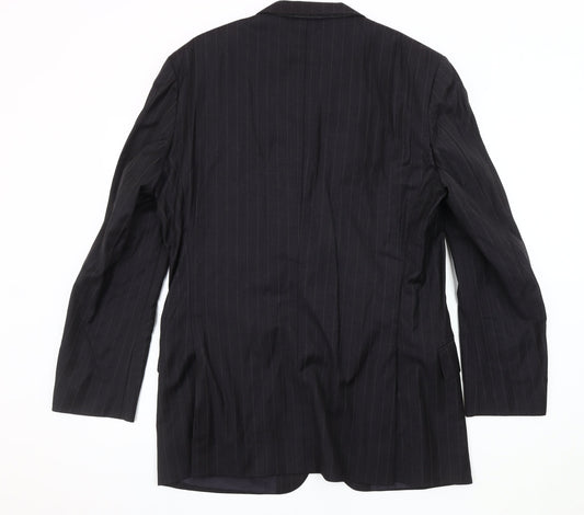 T.M. Lewin Men's Black Striped Wool Blazer 41R