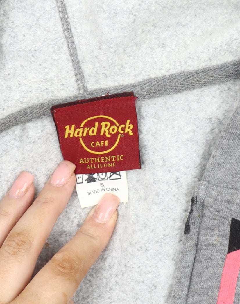 Womens UK Size S Relaxed Hard Rock Cafe Grey Cotton Blend Jacket