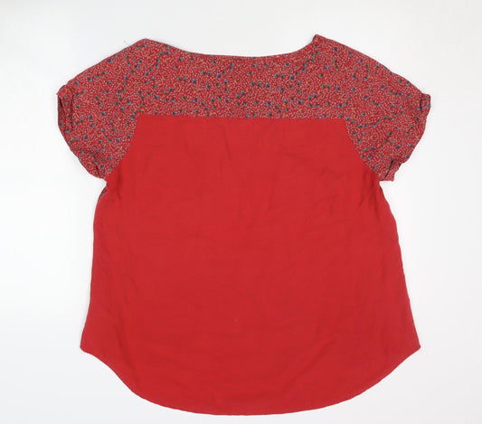 FatFace Women's Red Floral Blouse Size 18 Scoop Neck
