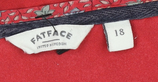 FatFace Women's Red Floral Blouse Size 18 Scoop Neck