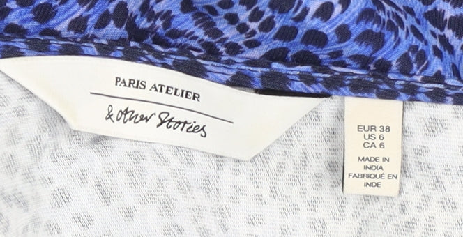 Brand and care label for Blue Animal Print Wrap Dress by & Other Stories