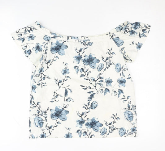 Womens UK Size XS VERO MODA White Cotton Blend Blouse