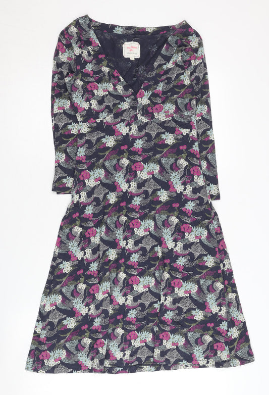 White Stuff Women's Multicoloured V-Neck Dress Size 8