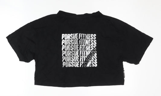 Pursue Fitness Women's Black Cropped T-Shirt, Size S