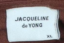 Jacqueline de Yong Women's Brown V-Neck Top XL