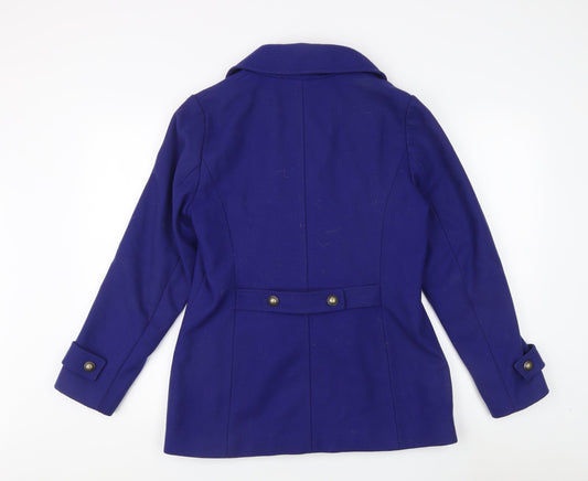 Laura Ashley Women's Blue Pea Coat Size 12 Wool Blend