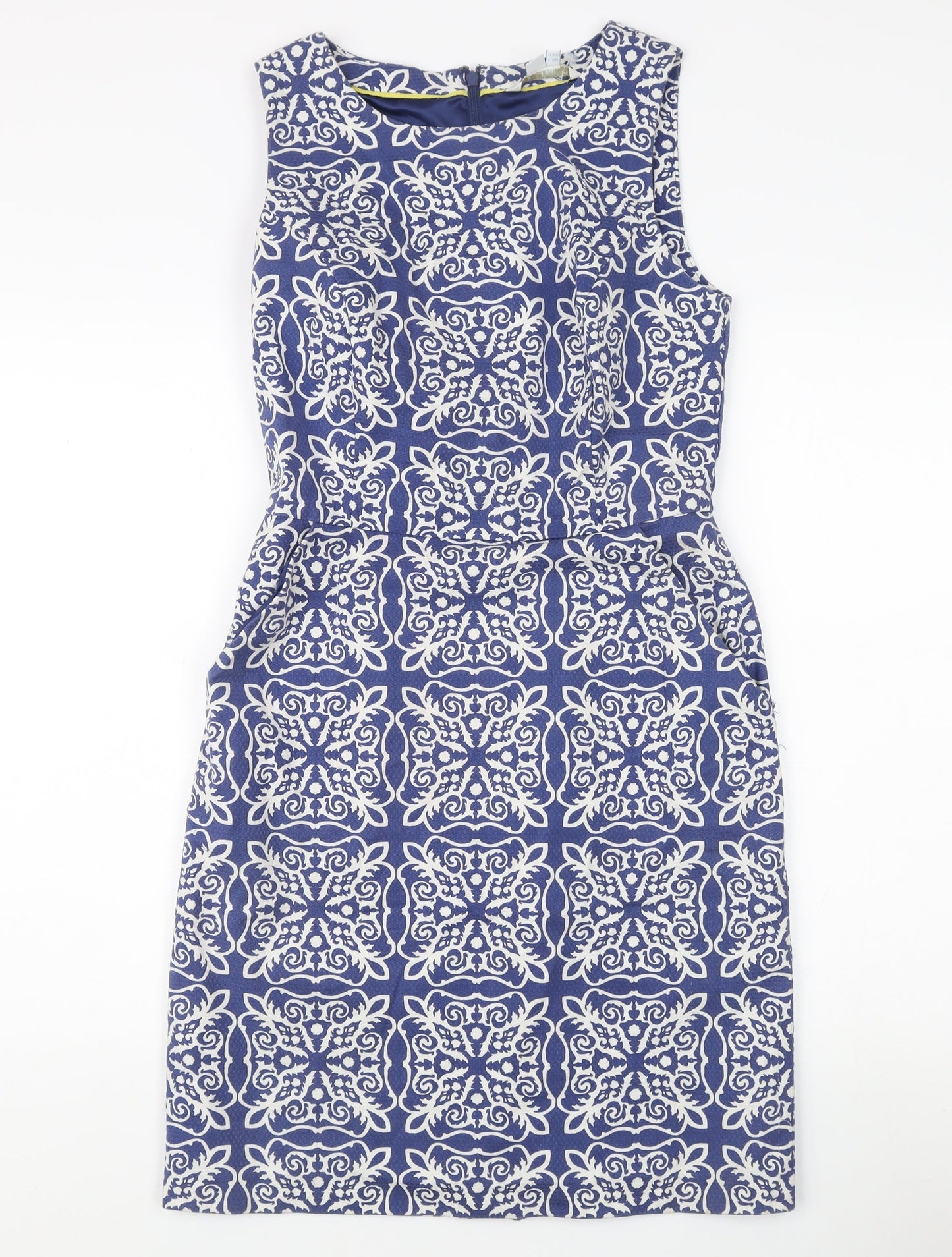 Boden Women's Blue Geometric Cotton Dress Size 10