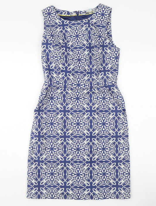 Boden Women's Blue Geometric Cotton Dress Size 10
