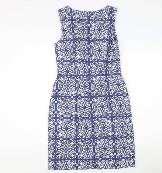 Boden Women's Blue Geometric Cotton Dress Size 10