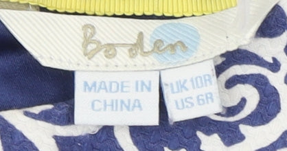 Boden Women's Blue Geometric Cotton Dress Size 10